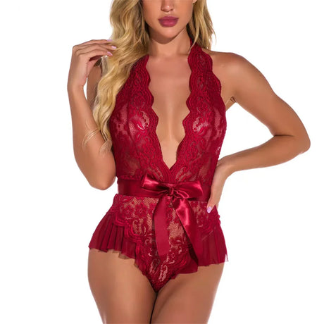 Hot Babydoll Women Sexy Lingerie Dress Costume Open Bra Sex Chemises Crotchless Bodysuit Lace Erotic Underwear