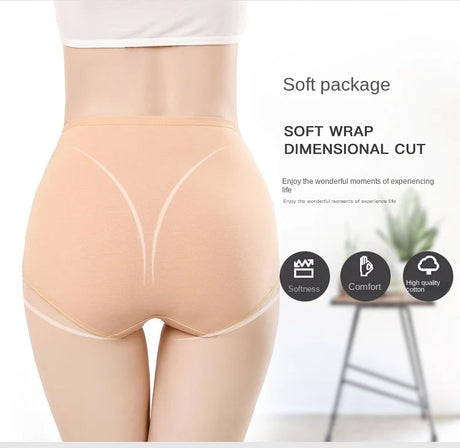 4Pcs/Lot High Waist Underwear Cotton Panties Women Body Slim Abdominal Underwear Plus Size Girls Briefs Female Lingerie Shaper