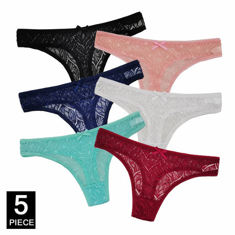 Ladies Sexy Lace Panties Women Thongs Breathable Low Waist Fashion G Strings Hollow Transparent Underwear Lingerie 5 pcs/lot