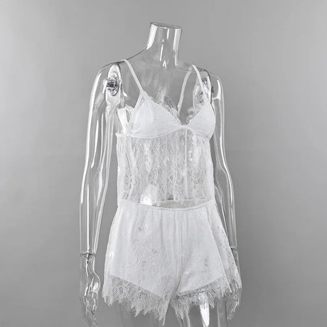 Women 2026 New European Style Lace Cami Top & Shorts Two Piece Pajama Set Elegant Soft Casual Home Sleepwear Suit