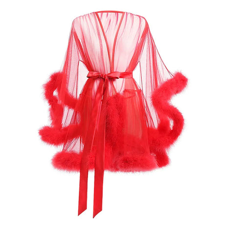 Thin Transparent Plush Pajamas Woman Sexy Lingerie Exotic Sleepwear Erotic Nightgown Porn Bathrobe Fancy Costume Boyfriend Shirt