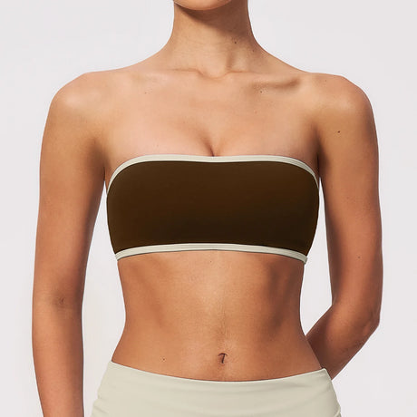 Summer Strapless Sports Bra Color blocked Women Quick-Drying Yoga Bra Women's Tube Top Fitness Chest Wrap Underwear Workout Bras