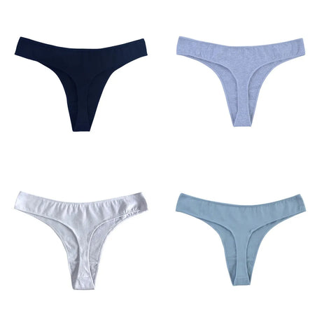 4Pcs/Set Cotton Thongs Women Low Rise Panties G-String Female Underpants Seamless Underwear Sexy Lingerie Intimates M-XL