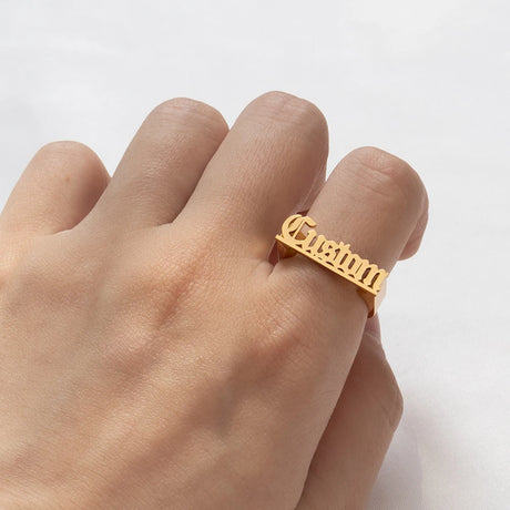 Personalized Stainless Steel Ring Customized Ancient English Name Ring Men's And Women's Jewelry Ring Gift For Family Or Friends