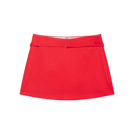 Women's Solid Color Skort with Belt Side Zipper Casual Shorts Skirts Fashionable And Stylish Women's Clothing