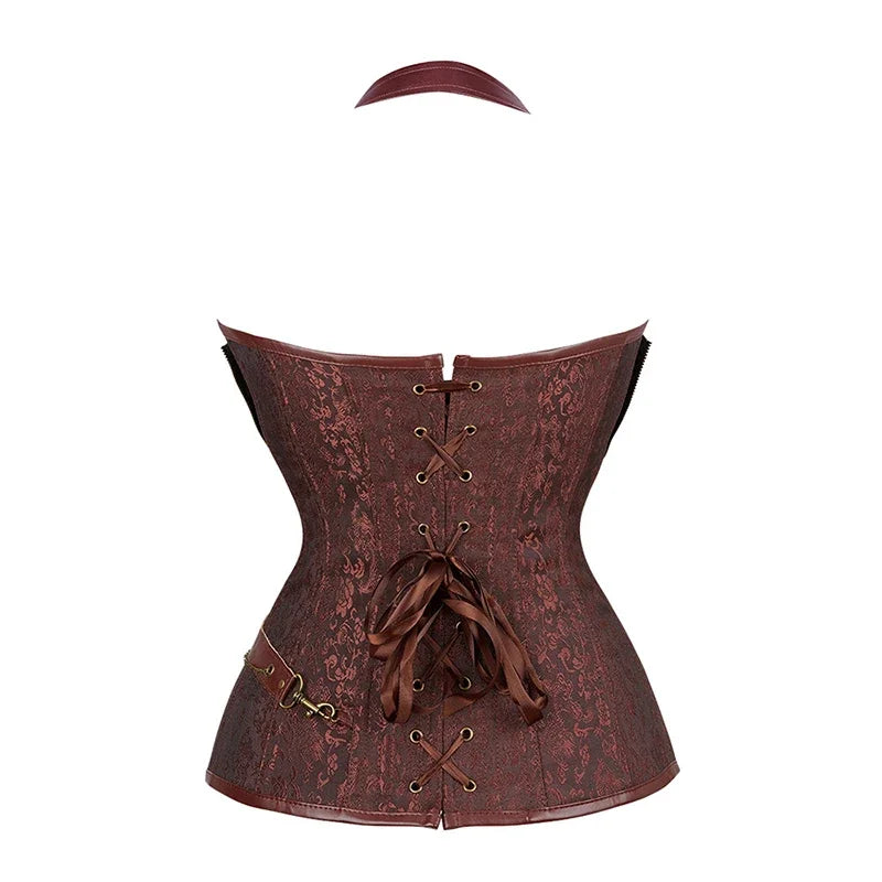 Women Bustiers Corsets Medieval Viking Pirate Costume Gothic Leather Overbust Corselet Steampunk Corset Vest Bustiers