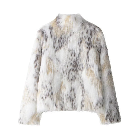 Short Stand Faux Fur Jacket White Loose Luxury Plush Coat Stylish Long Sleeves Women's Furry Jacket Winter New Fluffy Outerwears