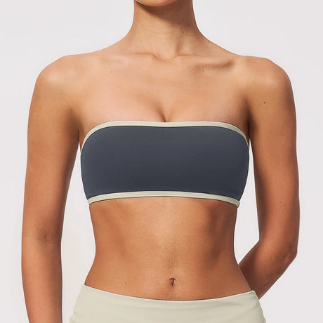 Summer Strapless Sports Bra Color blocked Women Quick-Drying Yoga Bra Women's Tube Top Fitness Chest Wrap Underwear Workout Bras