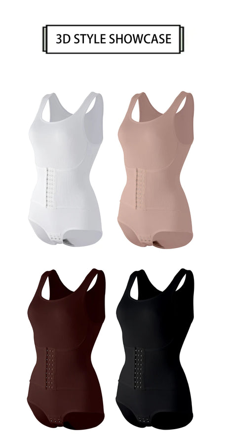 Women Bodysuit Shapewear with Zipper Belt Tummy Control Fajas Body Shaper Snap Crotch Waist Trainer Slimming Cincher Corset Tops