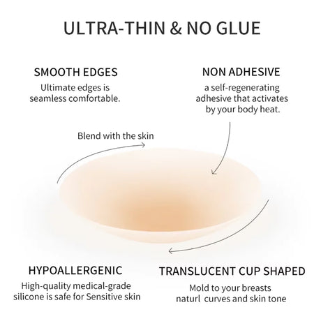 Non Adhesive Body Nipple Covers Reusable Silicone Nipple Pasties No Show Breast Petals Invisible Chest Stickers Boob Tape