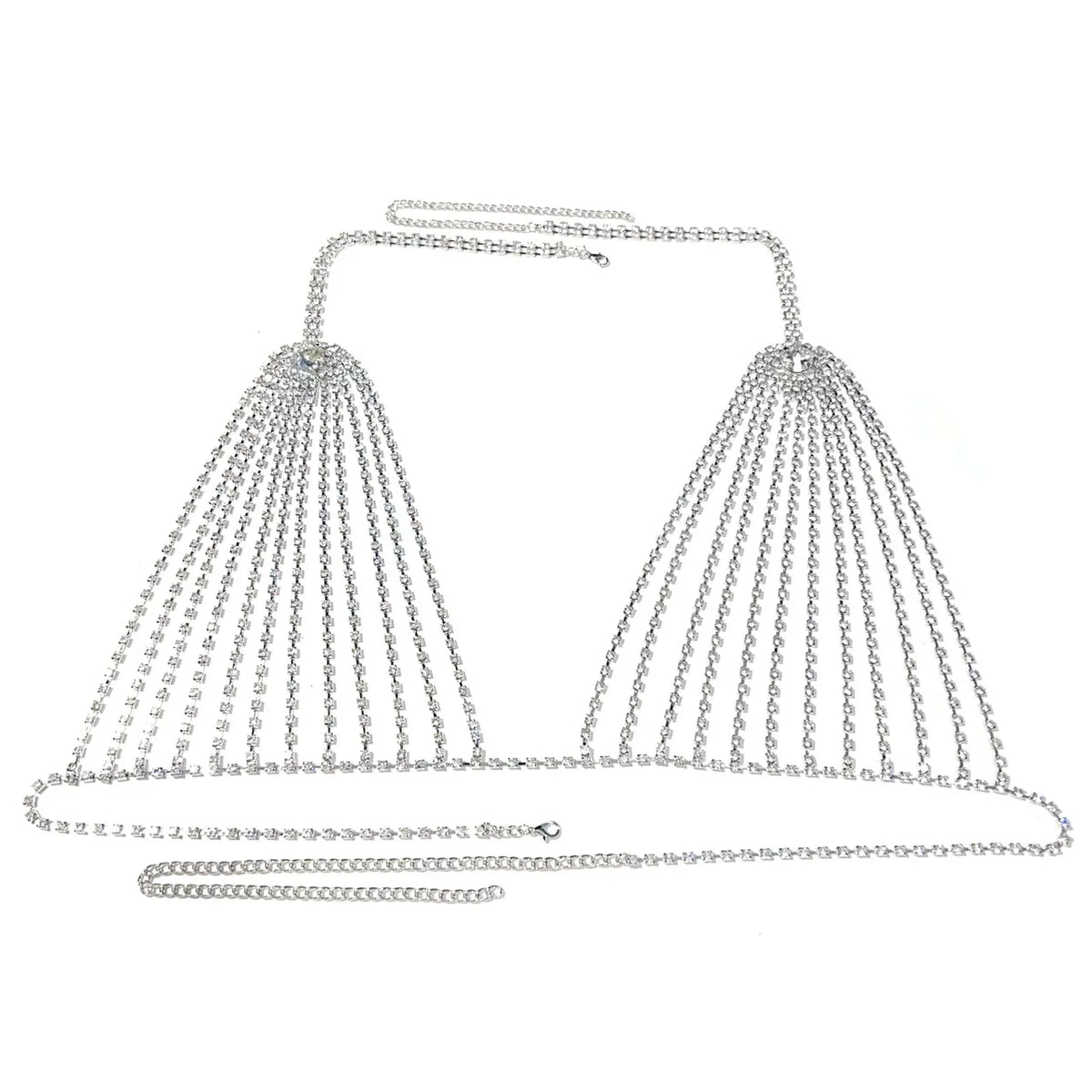 A set of women's sexy shiny rhinestone bra chain waist chain fashionable party crystal bikini set