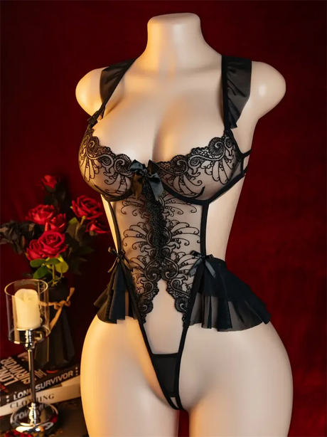 Plus Size S M L XL 2XL 3XL Sexy Lingerie Women Adult Teddy Babydolls Sex Clothes Bodysuit Exotic Pajamas Straps Deep V Open Bra