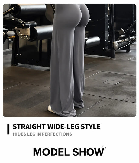DFXEN LOGO New Women Wide Leg Yoga Pants High Waist Butt Lift Loose Fitness Gym Workout Flare Leggings Casual Sports Trousers