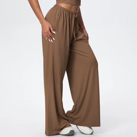 Women Quick Drying Wide Leg Yoga Pants Loose Yoga Pants High Waist With Pockets Fitness Sport Gym Workout Drawstring Full Length