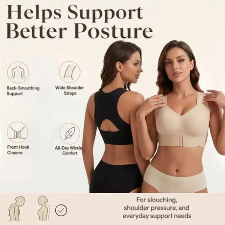 Women's Posture Correction Bras Seamless Wireless Push Up Bralette with Cross Back Support Female Lingerie