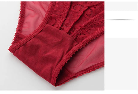 French Red 1/2 Cup Sexy Bra Set Lace Flowers Embroidery Women Underwear Push Up Brassiere and Panties Garter 3 Pieces Sets