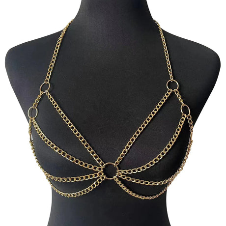 Metal Body Chain Bra Harness Sexy Chest Chain Beach Body Jewelry For Women 2025 Rave Accessories
