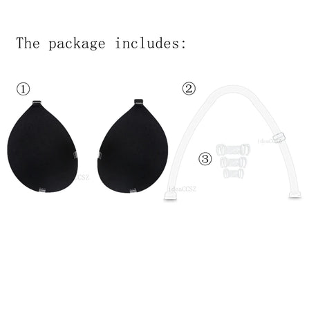 Invisible Adhesive Bra for Women Backless Strapless Push Up Sticky Silicone Wedding Underwear with Transparent Strap Reusable