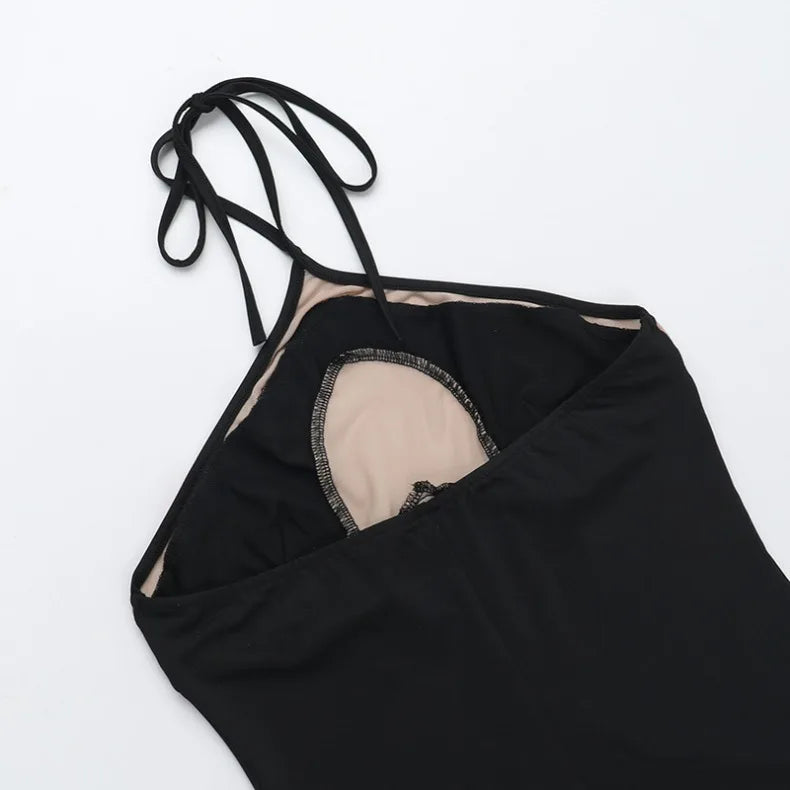 Hanging Neck Suspender Slim Fit Nightclub Sexy Women's Long Dress Elegant Fashionable Perspective Temperament Dinner Dress