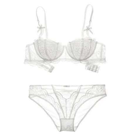 French Red 1/2 Cup Sexy Bra Set Lace Flowers Embroidery Women Underwear Push Up Brassiere and Panties Garter 3 Pieces Sets