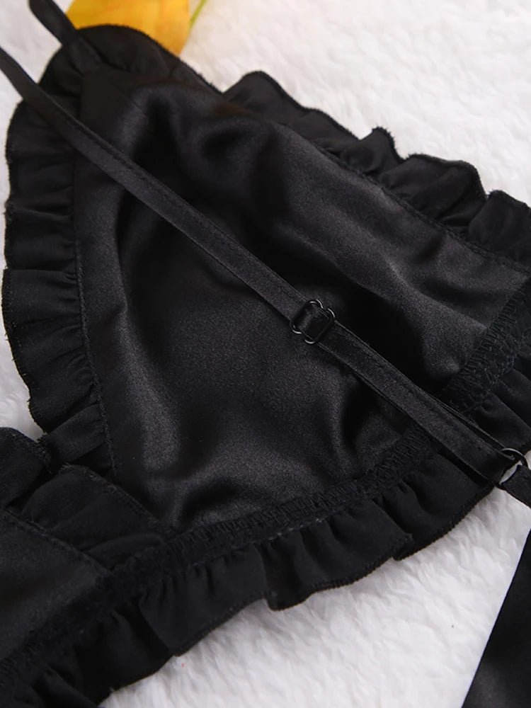 Pajama Sets Patchwork Lace Robe Sets With Bra Satin Sexy Underwear Set Woman 3 Pieces Sleepwear Sets Bathrobes 2023 Nightwear