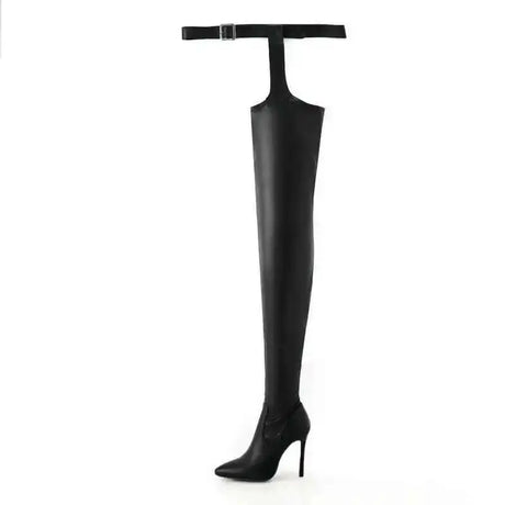 White Sexy Stiletto Heel Belt Buckle Over The Knee Boots Big Size 41-46 Pu Leather Thigh High Boots Shoes
