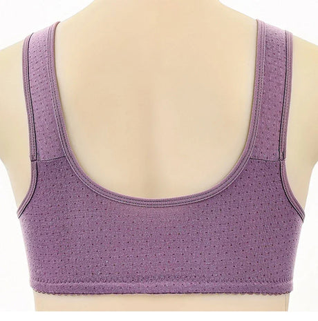 FallSweet Front Closure Cotton Bra for Women Plus Size Seamless Wireless Sports Bras Thin Underwear for Middle-Aged & Elderly