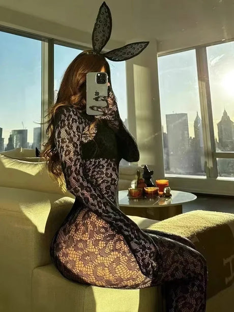 Sexy Leopard Bodysuit Women Lingerie Babydoll Underwear Chemises Exotic Apparelt Costumes Sexy Body Stocking Fishnet Bodysuit