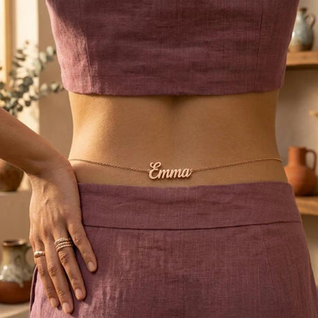 Customized Women's Stainless Steel Name Waist Chain Belly Chain Sexy Waist Circumference Sexy Personality Body Chain Jewelry Bir