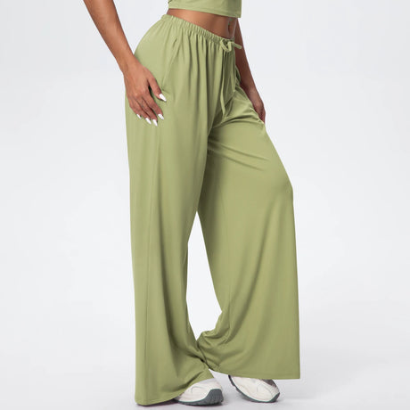 Women Quick Drying Wide Leg Yoga Pants Loose Yoga Pants High Waist With Pockets Fitness Sport Gym Workout Drawstring Full Length