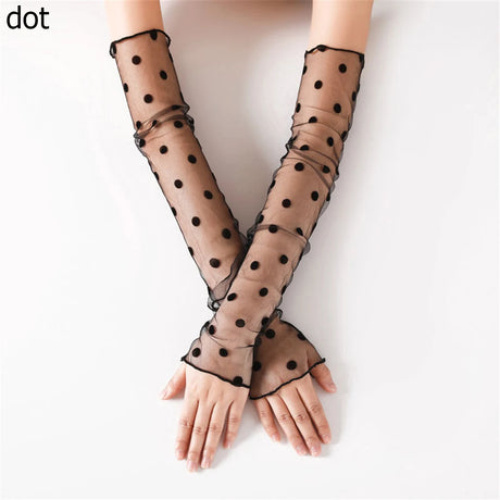 Cycling Bike Thin Arm Warmers Breathable Sunscreen Long-Sleeved Sun Protection Sleeves Driving Gloves Mesh Lace Gloves