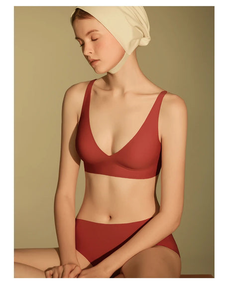 SUJIIN Sexy Wireless Bras for Women Plunge Seamless Invisible Padded Push Up Bra Comfortable Smoothing Female Bralette Bh MX074G