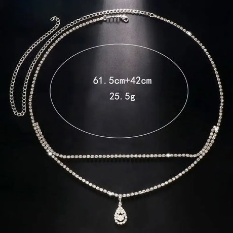 Luxury Women's Rhinestone Double Chain Water Drop Waist chain Crystal Body Belly Chain Fashion Accessory for Special Occasions