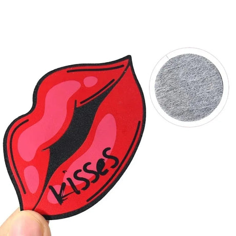 8pcs KISS Red Lip Print Shape Women Self-Adhesive Disposable Satin Nipple Cover Breast Pasties Stickers for Strapless Clothes