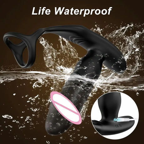 Remote Control Anal Telescopic Vibrator Male Thrusting Prostate Massager Penis Cock Ring Butt Plug Sex Toy for Adult For Gay