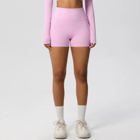 Solid Color Yoga Pants With Pockets Quick Drying High Waisted Gym Push Up Yoga Shorts for Woman Breathable Workout Fitness Short