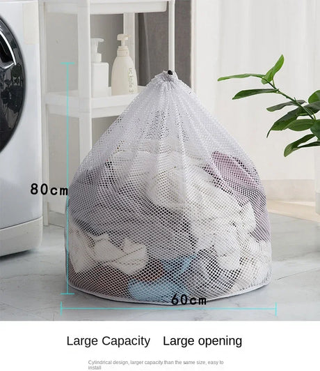 1Pc Drawstring Mesh Laundry Bags Fine/Coarse Mesh Washing Machine Travel Laundry Pouch Soft White Lingerie Storage Clothing Hot