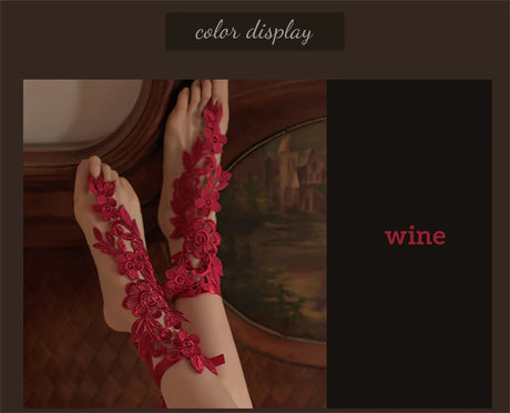 Sexy Fetish Lingerie Accessories For Fine Women Body Elegant Lace Floral Embroidered Jade Feet Anklets Adult Footjob Sex Games
