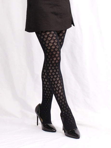 Retro Hollow Out Dot Round Floral Women's Pantyhose Thin Sexy Mesh Breathable Hottie Slim Fit Tights