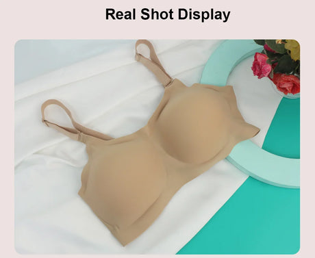 2024 Round Shape Silicone Fake Breast Forms Push Up Seamless One Piece Bra for Crossdresser Shemale Drag Queen Large 2 In 1