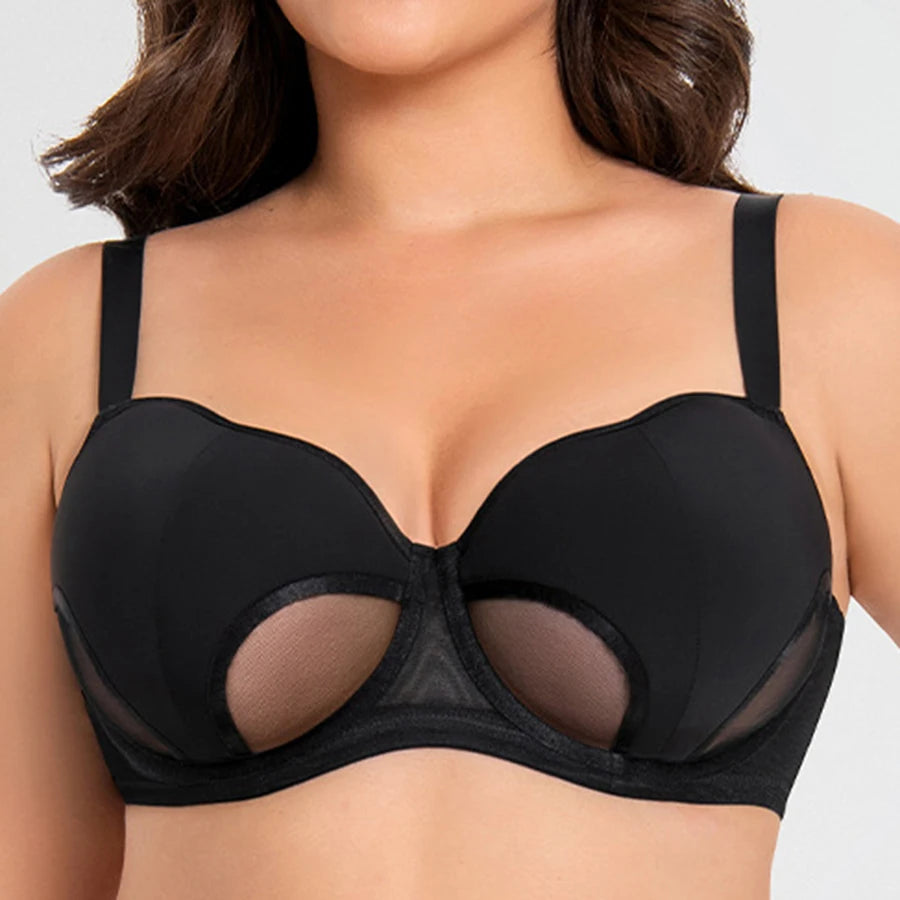 Women's Hollow Out Cup Push Up Bra Full Coverage Supportive Underwire Female Balconette Lingerie 34 36 38 40 42 D E F G H I J
