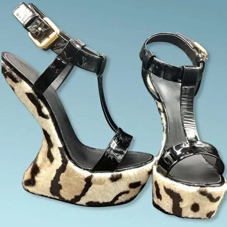 Strange Style Mixed Colors Fretwork Heel Sandals Pointed Toe Leather Size35-48Customized New Arrivals Fashion Women Modern Shoes