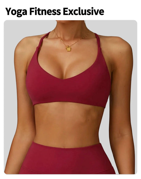 Sports Bra High Support Women Gym Underwear Push-up Back Cross Yoga Crop Top Running Workout Fitness Pilates Solid Color