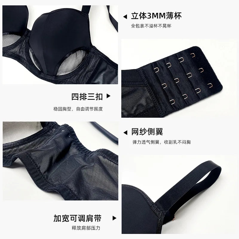 Women's Hollow Out Cup Push Up Bra Full Coverage Supportive Underwire Female Balconette Lingerie 34 36 38 40 42 D E F G H I J