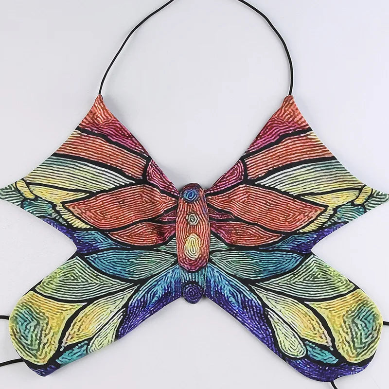 Hot Butterfly Jeans Crop Top Backless Strap Camis Sexy Lingerie Bow Bra Women Beach Mini Vest Butterfly Tank Tops Party Clubwear