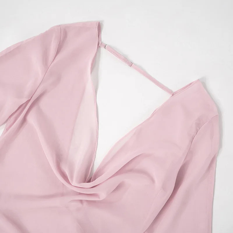 Womens Dresses Spring 2026 New Sexy See Through Backless Low Chest Mini Dress Streetwear Fashion Lace-up Long Sleeves Lady Dress