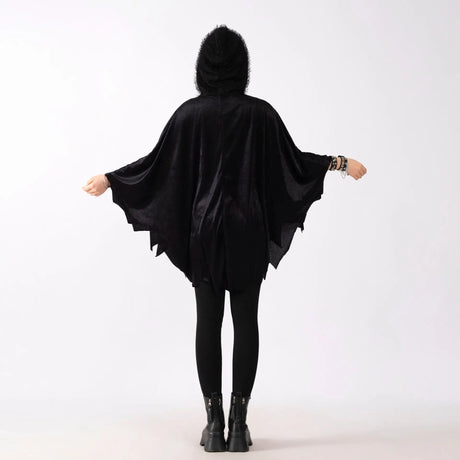 2025 New Halloween Costume for Women - Sexy Skeleton Print Cloak Outfit with Dress Set for Party Cosplay Haunted House Costume
