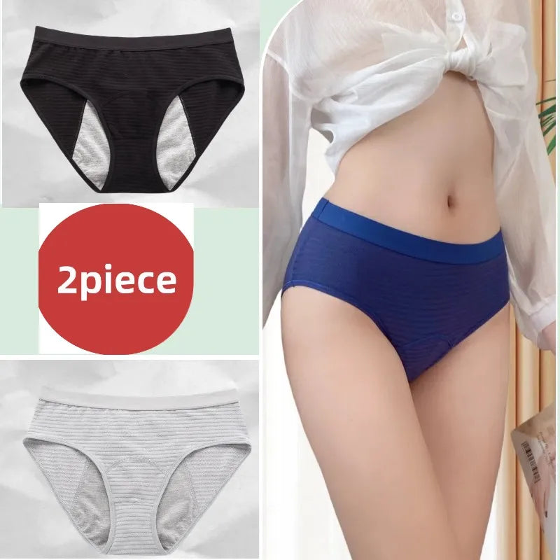 2PCS/set Leak Proof Menstrual Panties Cotton Shorts for Women Waterproof Briefs Intimates Physiological Female UnderwearXS-2XL