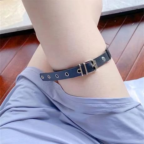 Cosplay Gothic Thigh Many Ring Hole Hollow Garter Women Rock Sexy Elastic Leather Belt Leg Punk Goth Thigh Garter