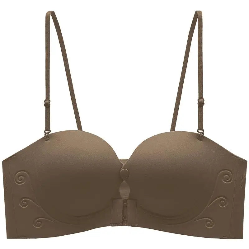 Front Fasten Balconette Bra Strapless - Lift Support Bralette Petite, Non Slip Invisible Comfort Everyday Wear Enhance Small Cup